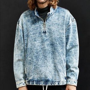 URBAN OUTFITTERS ACID WASH DENIM HALF ZIP PULLOVER